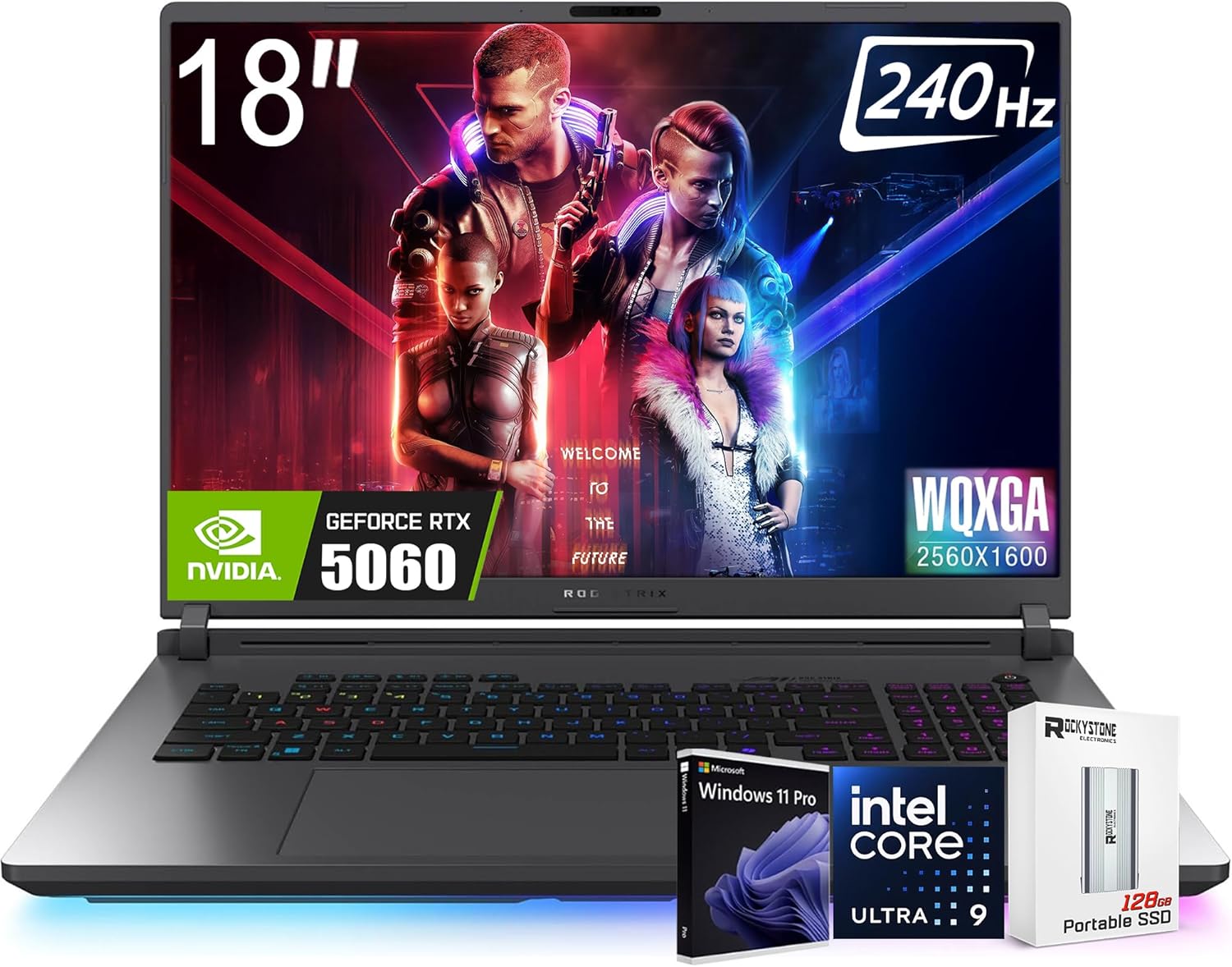 ASUS ROG Strix G18 G815 Gaming Copilot AI PC Laptop 18" 2.5k (2560x1600) 240Hz (100% DCI-P3, 3ms) Intel 24-core Ultra 9 275HX GeForce RTX 5060 RGB Backlit Wi-Fi7,Win11Pro W/128 PSD, 64GB | 2TB SSD