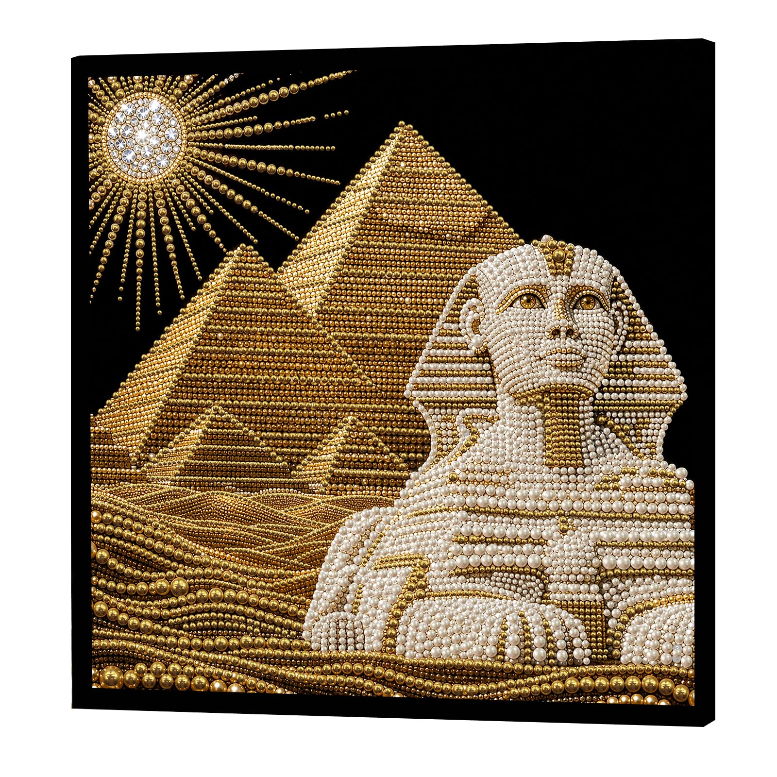 POETRYDRAW Sphinx Pyramid DIY Pearl Painting Kit for Adults/Beginners Gift Home Wall Decor Pearl Gem Paintings Picture Arts Craft with Frame 30x30cm (Sphinx Pyramid)