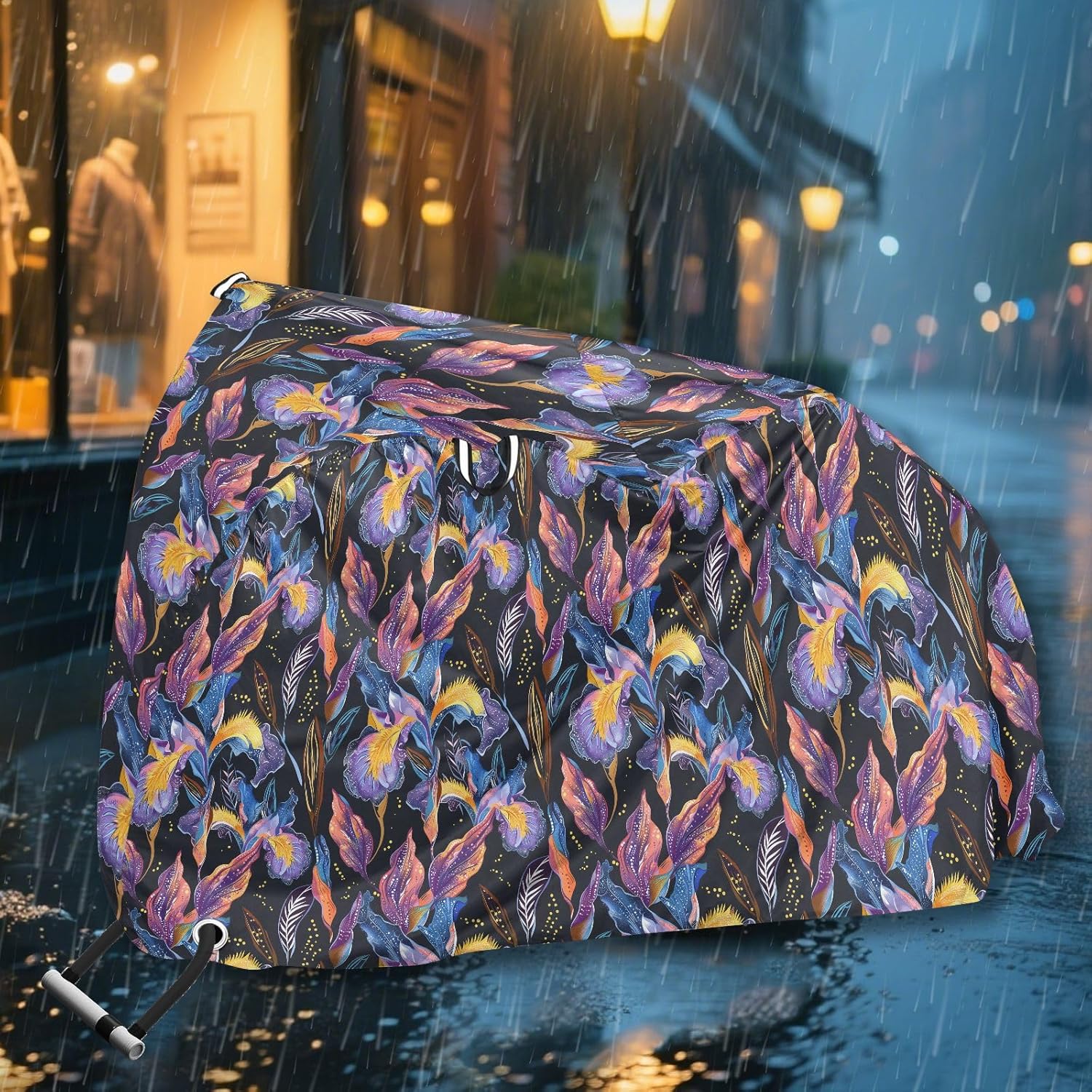 ALAZA Iris Flower Boho Bike Cover Waterproof Outdoor Ebike Bicycle Covers Tarp Protection for 1/2 Bikes, Sun UV Dust Wind Proof