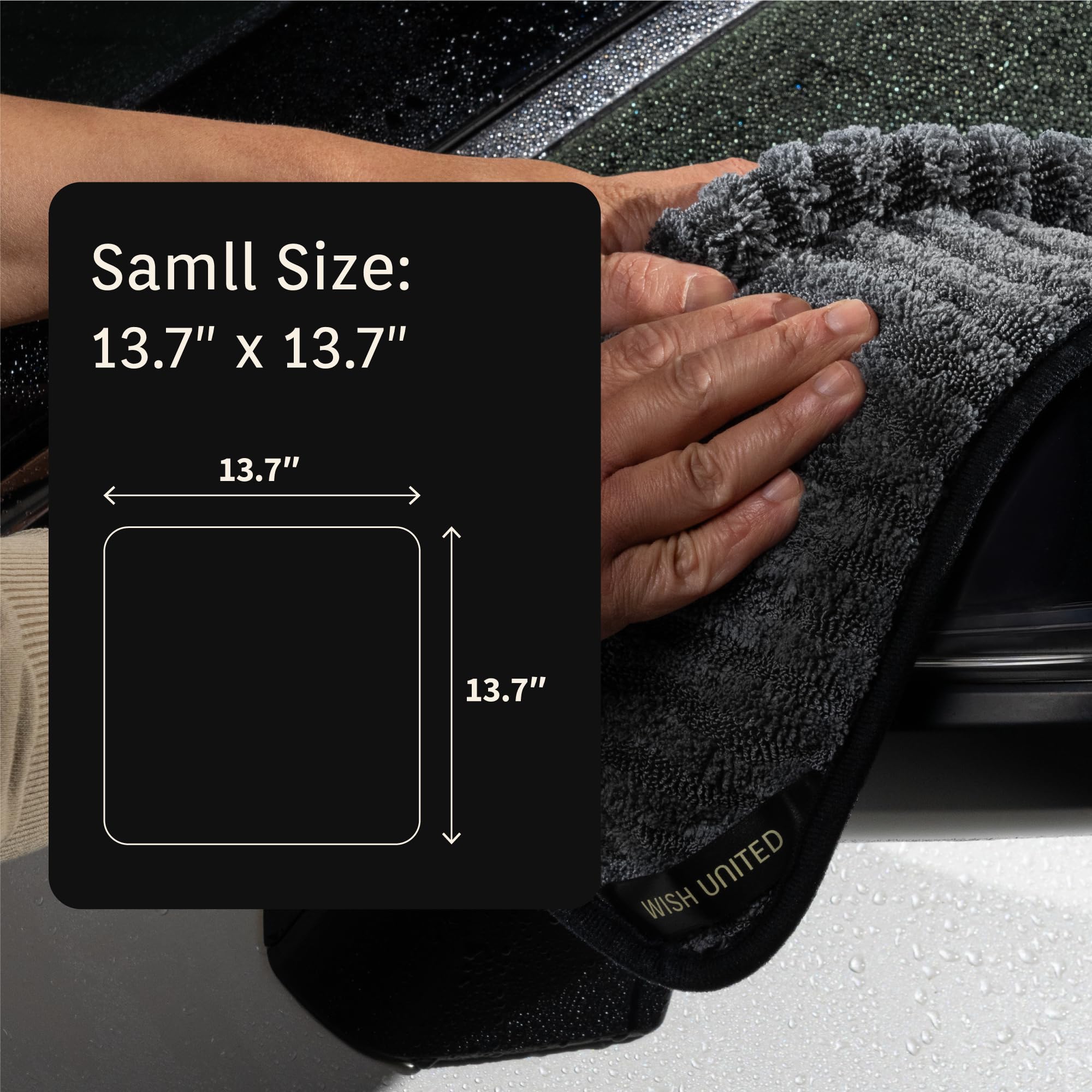 Toalla de secado de coche de microfibra tejida de alta absorción, 1200 g/m² (paquete de 2, 13.7 x 13.7 pulgadas)