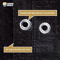 Vista 4 de GUARD SHIELD Lonas resistentes impermeables de 16 x 16 pies, cubierta cuadrada de lona de polietileno negro para exteriores, lona gruesa resistente
