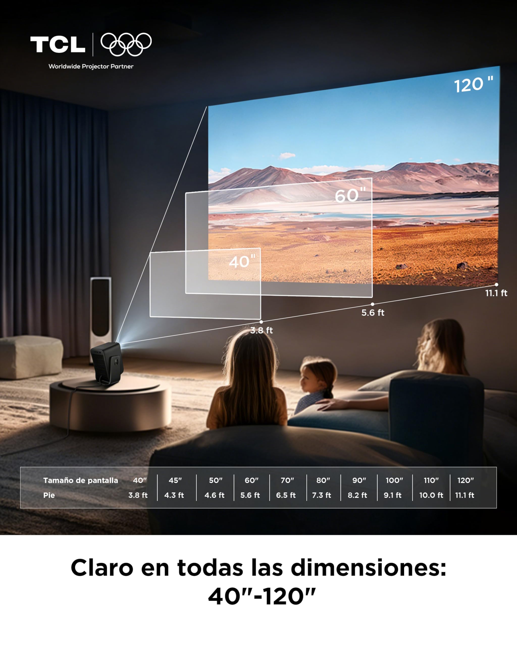 TCL C1 Proyector Portatil 4K Compatible, [GoogleTV/Netflix Intégrées] Mini Proyector Full HD, Auto Focus y 6D Keystone, Dolby 8W, WiFi, Bluetooth, Ajustable a 285° para Cine en Casa, Habitacion