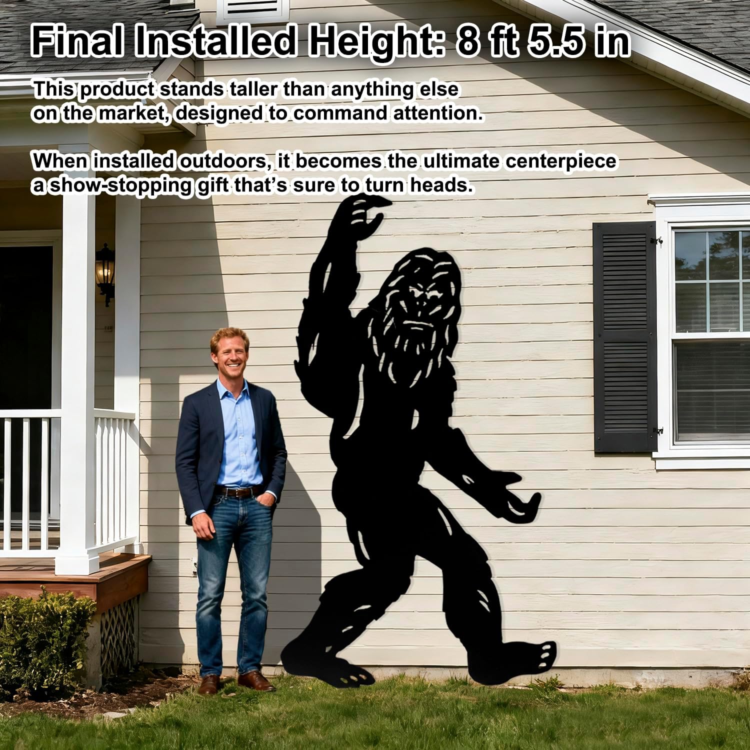 7.4ft Bigfoot Yard Decor, Big Foot Sasquatch Gifts for Men/Dad/Women Statue Outdoor Garden Decoration, Metal Bigfoot Silhouette, Cutout, Large Funny Big Foot Sign for Lawn, Yard (7.4Ft)