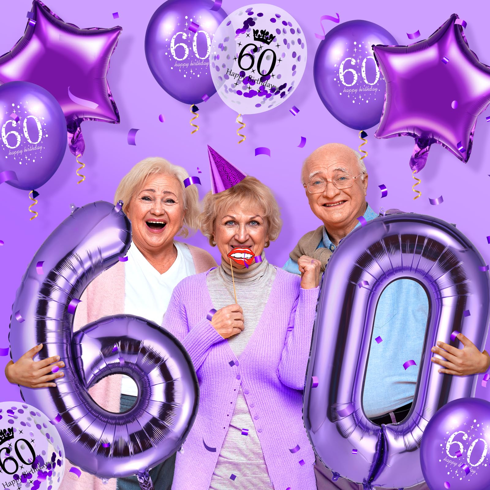 Amazon.com: RUMIA Purple 60th Birthday Balloons, 14 PCS: 40 Inch