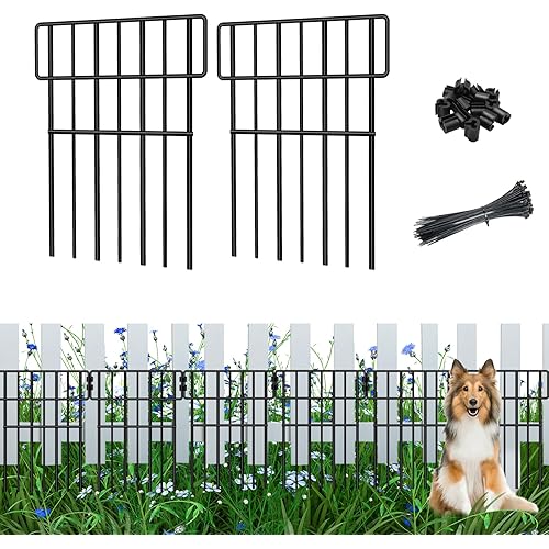 Xeeol Decorative Garden Fence, 4 Pack Outdoor No Dig Fence Panels Plant Border, 16in(H) X4.33ft(L) Fencing for Yard and Patio, Metal Wire Animal Barrier for Pet Dog Rabbit
