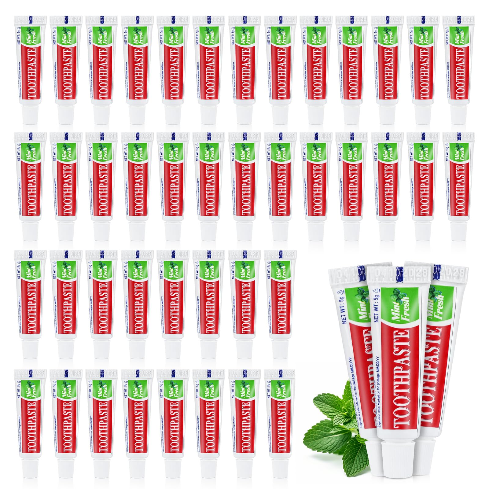 100 Tubes Travel Size Toothpaste in Bulk, Disposable Mini Mint Compact Small Pocket Size Essential Toothpaste for Vacation Hotel Shelter Homeless