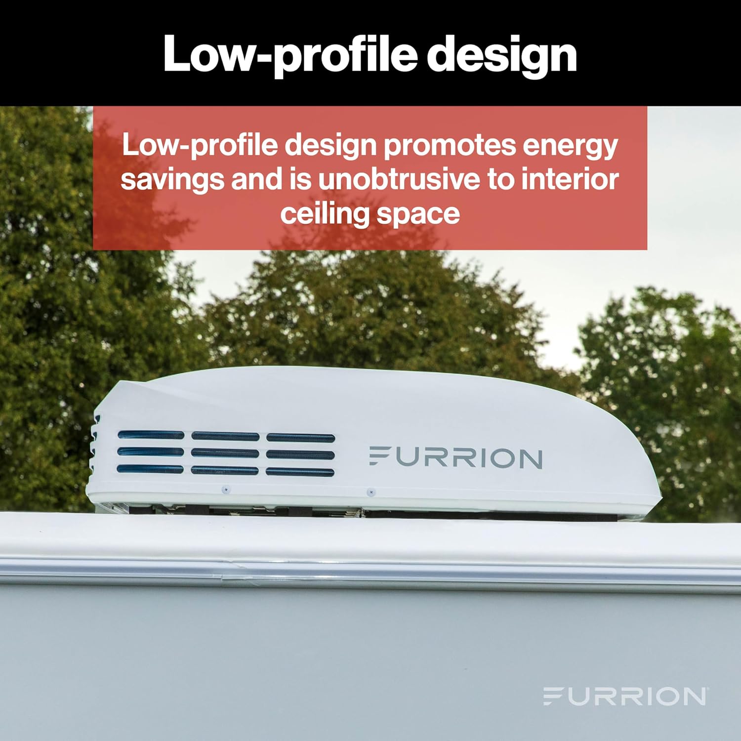 Furrion Chill HE 13.5K White Low-Profile RV Rooftop Air Conditioner with Heat Pump, R32 Refrigerant, Dual Fan Motors, Climatesmart, Vibrationsmart, Adaptable Control - FACR13LPSA2-PS-AM KIT