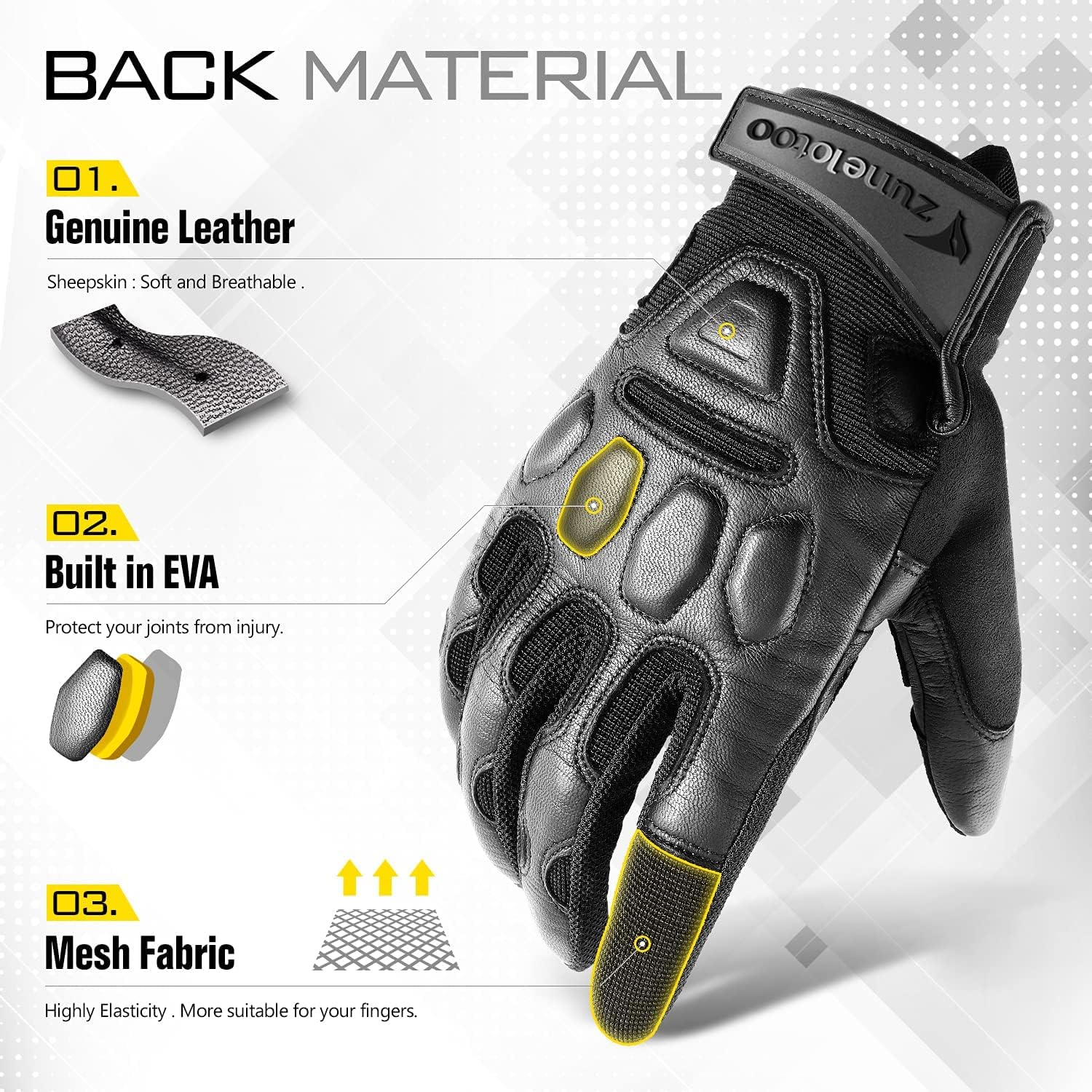 Zune Lotoo Touchscreen Motorcycle Gloves for Men Women Black Leather Motorbike Gloves for Motocross Riding Sports Cycling Biking Driving : Automotive