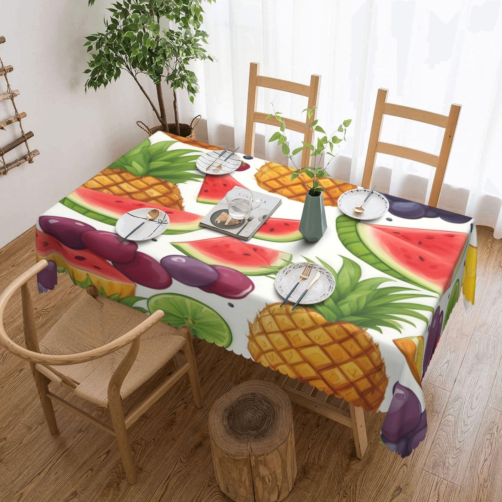 Nappe Décorative Fruits Frais Rectangulaire Motif Ananas Raisin Orange