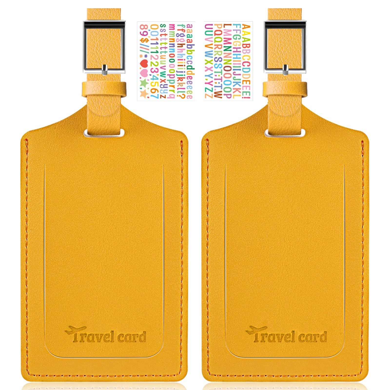 Luggage Tag 2 Pack Premium PU Leather Bag Tags Privacy Protection Suitcase ID Tag DIY Personalized Travel Essential