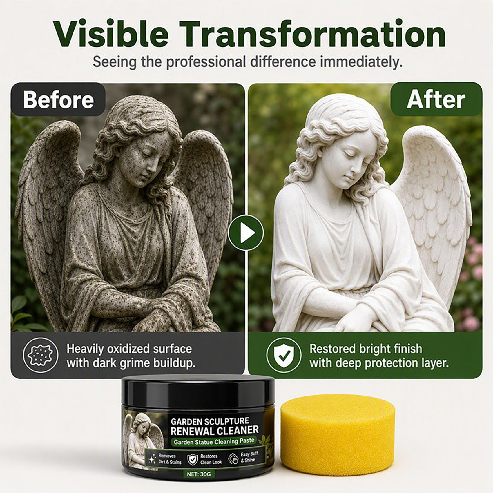 Pasta detergente per il rinnovamento delle statue da giardino, 30 g (5Pcs) | Detergente per statue da giardino, pulisce decorazioni per statuette di Natale, Halloween, pietra, mattoni e sculture