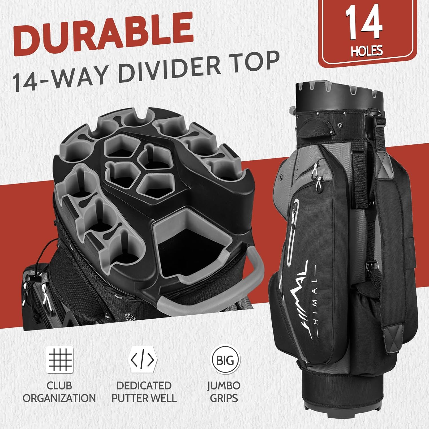 14-Way Golf Cart Bag Pro with Full Length Divider Top, Golf Bag for Men with Handles and Rain Cover - Image 5