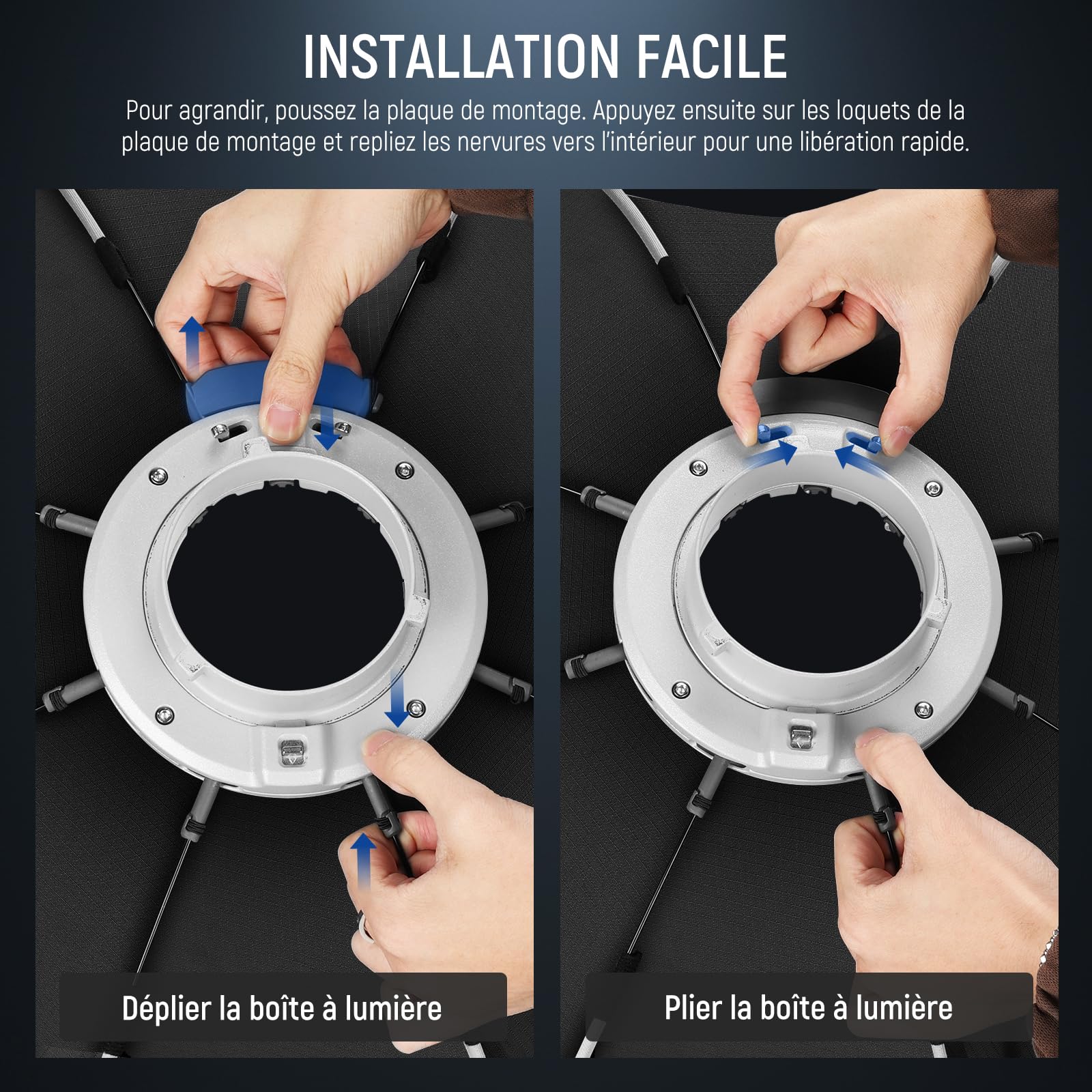 NEEWER Kit boîte à lumière octogonale 45 cm avec diffuseurs de lumière pour Studio de Photographie, Enregistrement vidéo, éclairage en continu, Compatible avec Aputure 120d, Compatible avec Godox