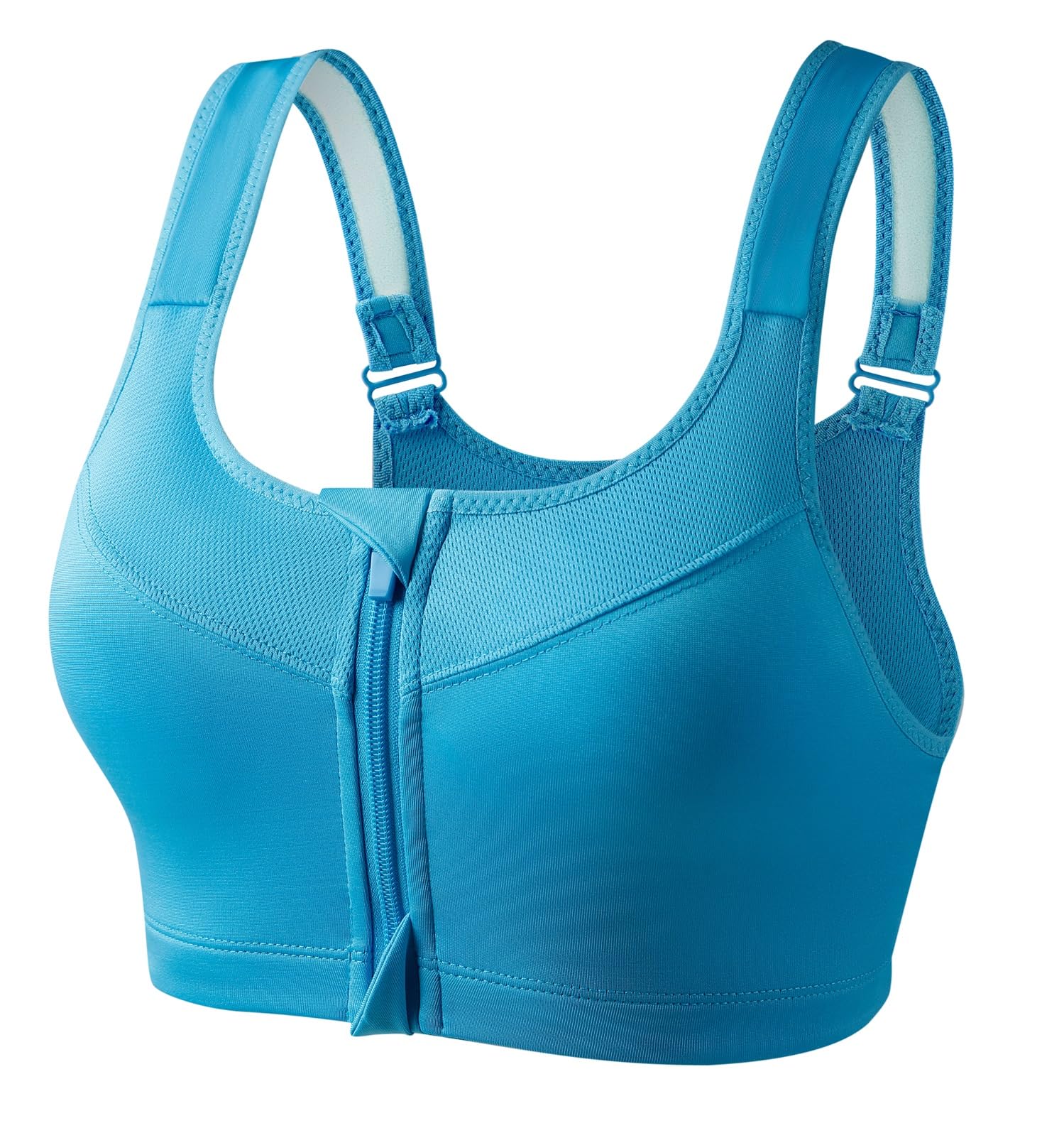 Polyamide Women's Medium Impact Padded Front Zip Racerback Sports Bra With Adjustable Strap-image-42