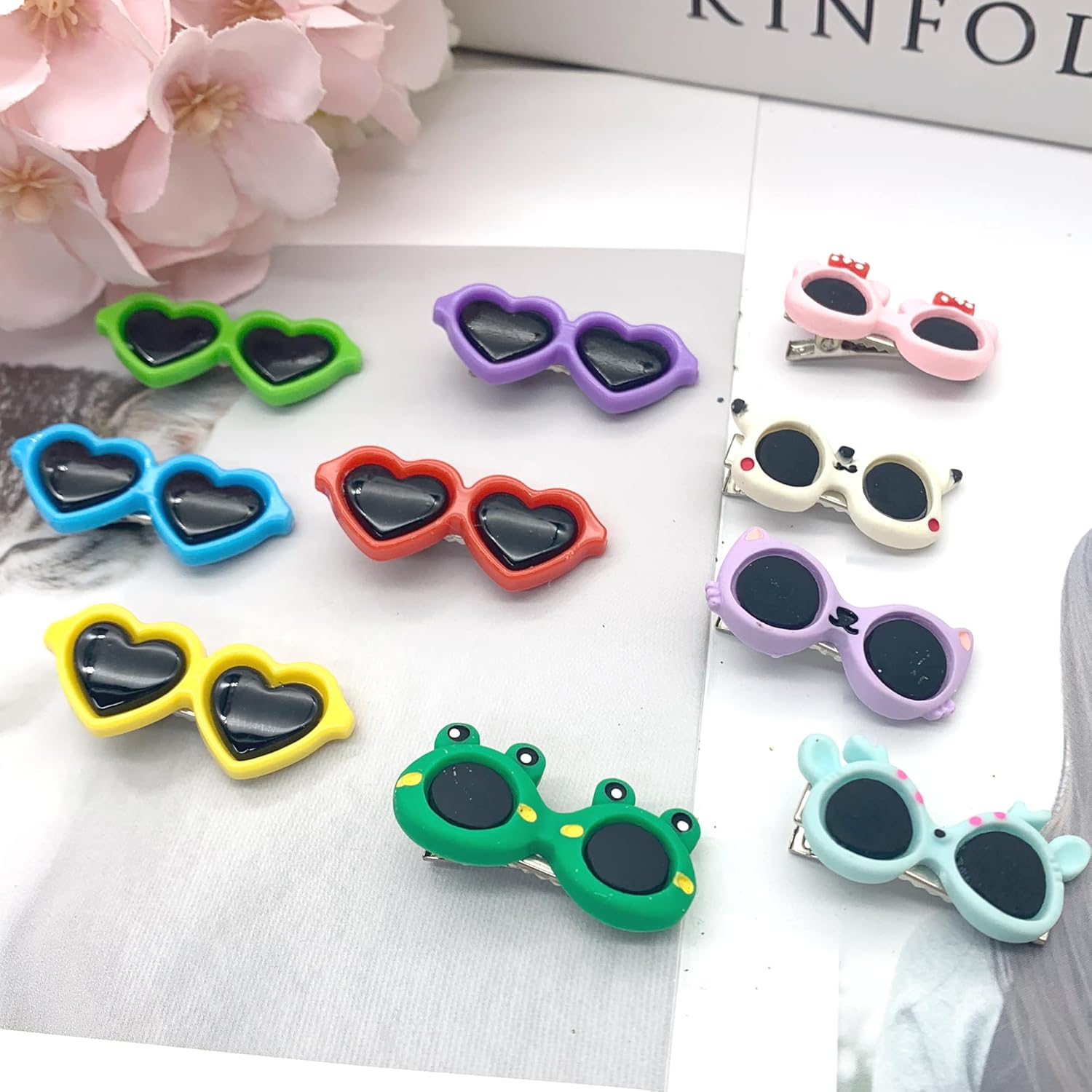 DHER 10 Pieces Pet Hair Clips Pet Clips Small Pet Hair Clips for Dogs Pet Hair Clips Small Clips for Animal Hair Super Cute Dog Headdress (A) 8