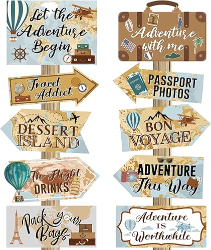 Miniatura 8 de Juego de 20 decoraciones temáticas de viaje para fiestas de cumpleaños baby shower viajes decoraciones de fiesta 11 x 8 pulgadas 11 x 5 pulgadas