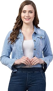 funday fashion Women's Solid Regular Jacket (IN, Alpha, S, Regular, Light Blue) |Material: Denim Blend-picture-36