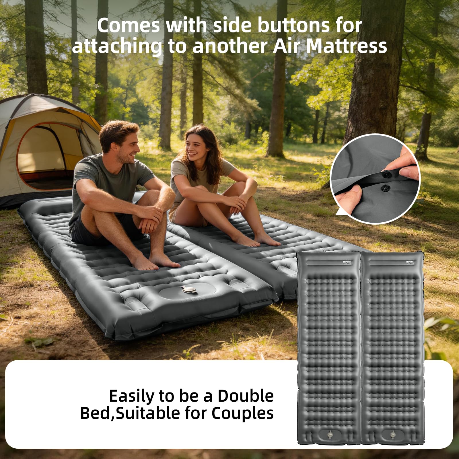 HiiPeak Almohadilla de dormir ultraligera para camping, 12 cm de grosor, con almohada y bomba de pie incorporada, esterilla de aire inflable para camping, mochileros, senderismo, viajes