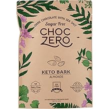 Choczero Dark Chocolate Almonds with Sea Salt Keto Bark, Sugar Free, Dairy Free, 6 Ounce Pack of 12