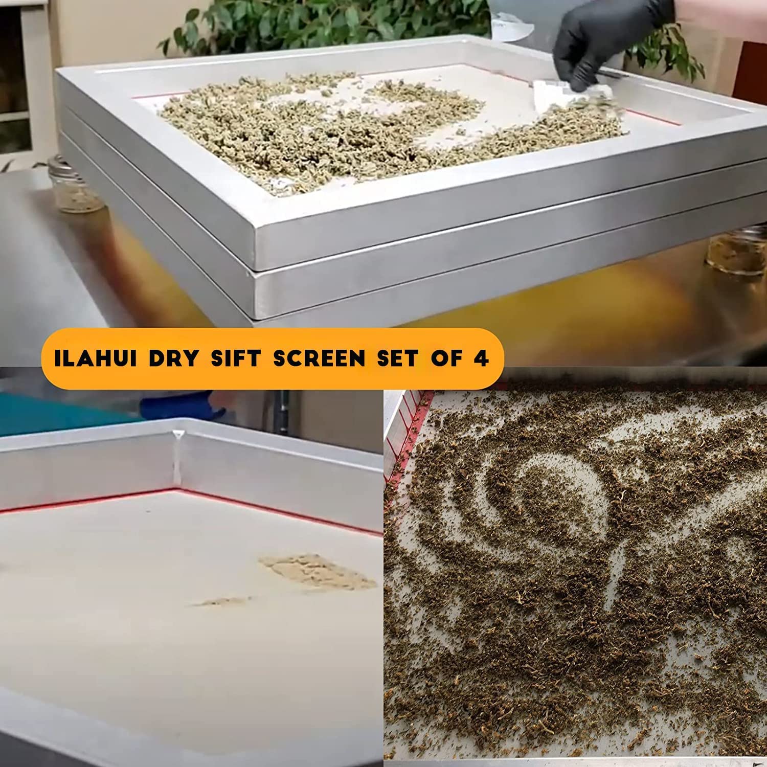 64 x 91 cm, juego de 4 tamices de 60, 90, 110, 200 malla, 250, 165, 150, 75 micras, marco de aluminio ligero 1050, hilo de malla de nailon, tamiz de corte