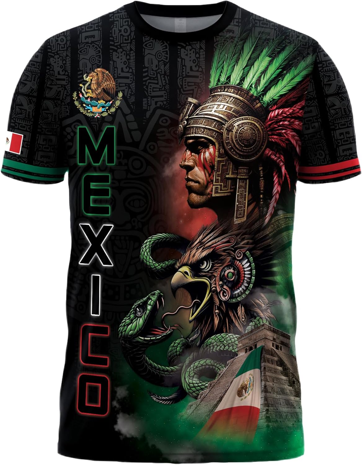 Aztec Shirt for Men, Mexican Flag Shirt, Vintage Mexican Tshirt, Mexico Shirts Men