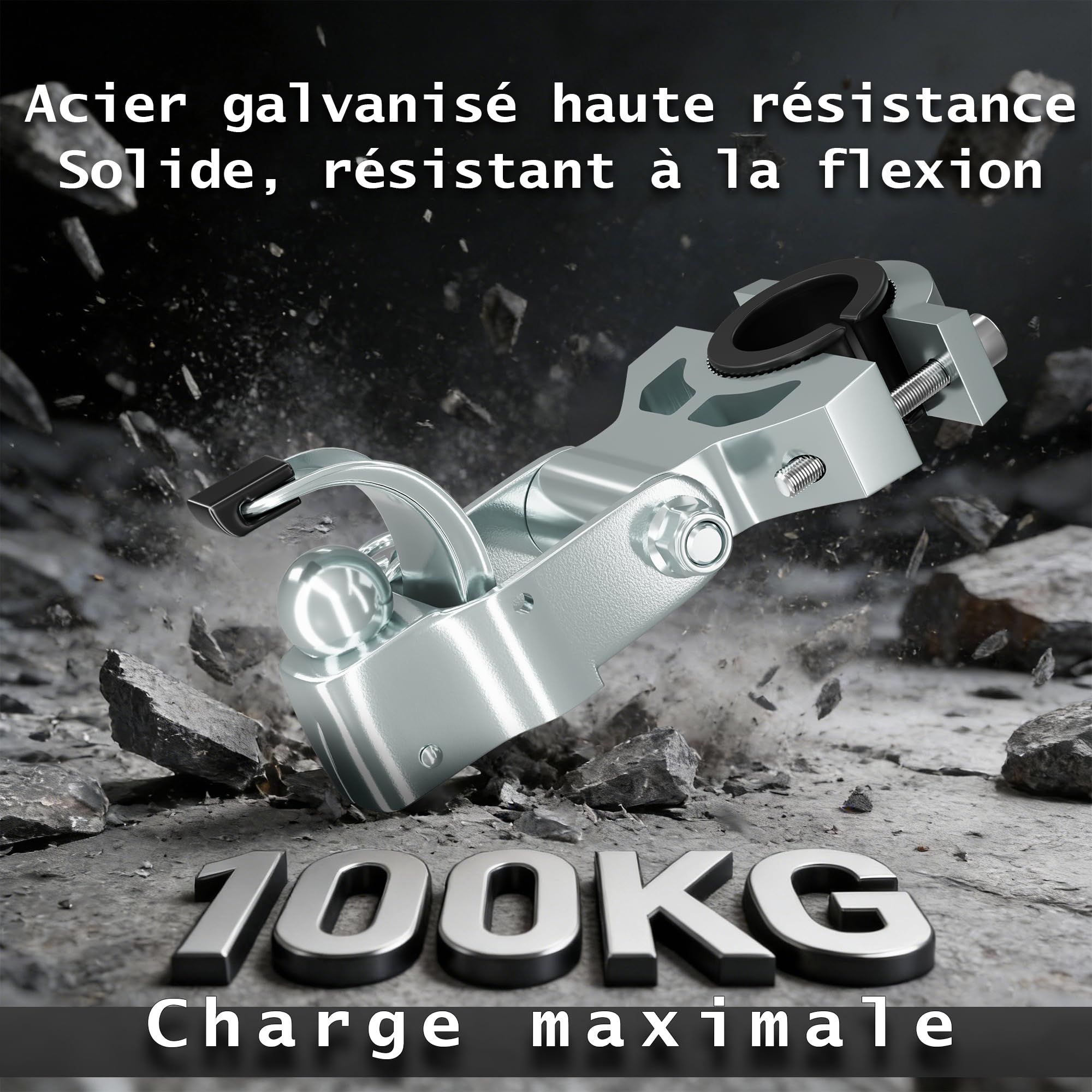 Robuste Attelage de Remorque de Vélo en Acier Galvanisé pour Tige de Selle 26-33 mm