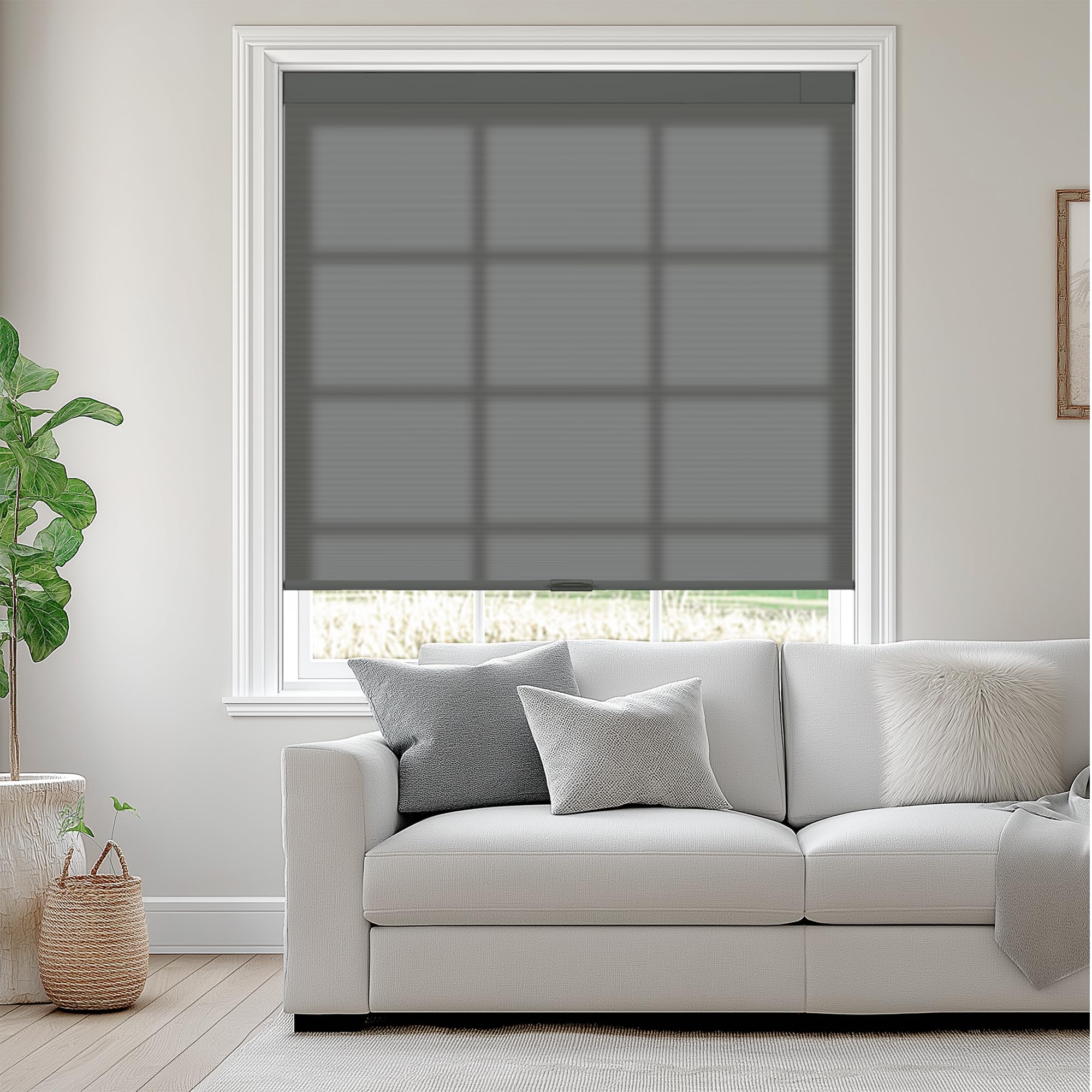 HOTSOON No Drill No Tools Blackout Cellular Shades Cordless Easy Install Honeycomb Blinds Thermal Insulated Noise Reduction Blinds for Indoor Windows,