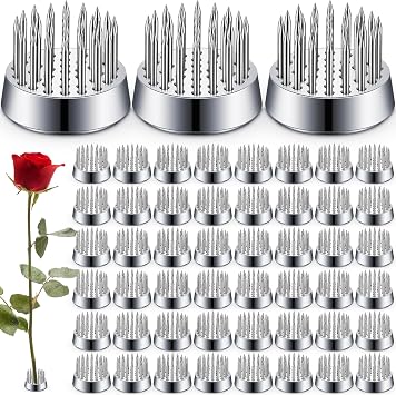 Remerry 48 Pack Mini Round Flower Frogs for Arrangements, Silver
