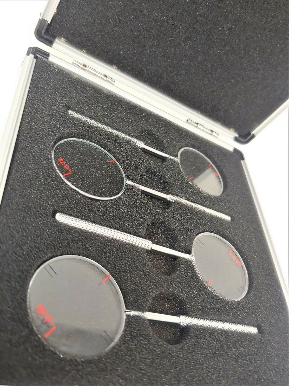 EyeElite 0.25/0.50/0.75/1.00 Optometry Trial Jackson Cross Cylinder Set Diopters Optics Lens/w Case