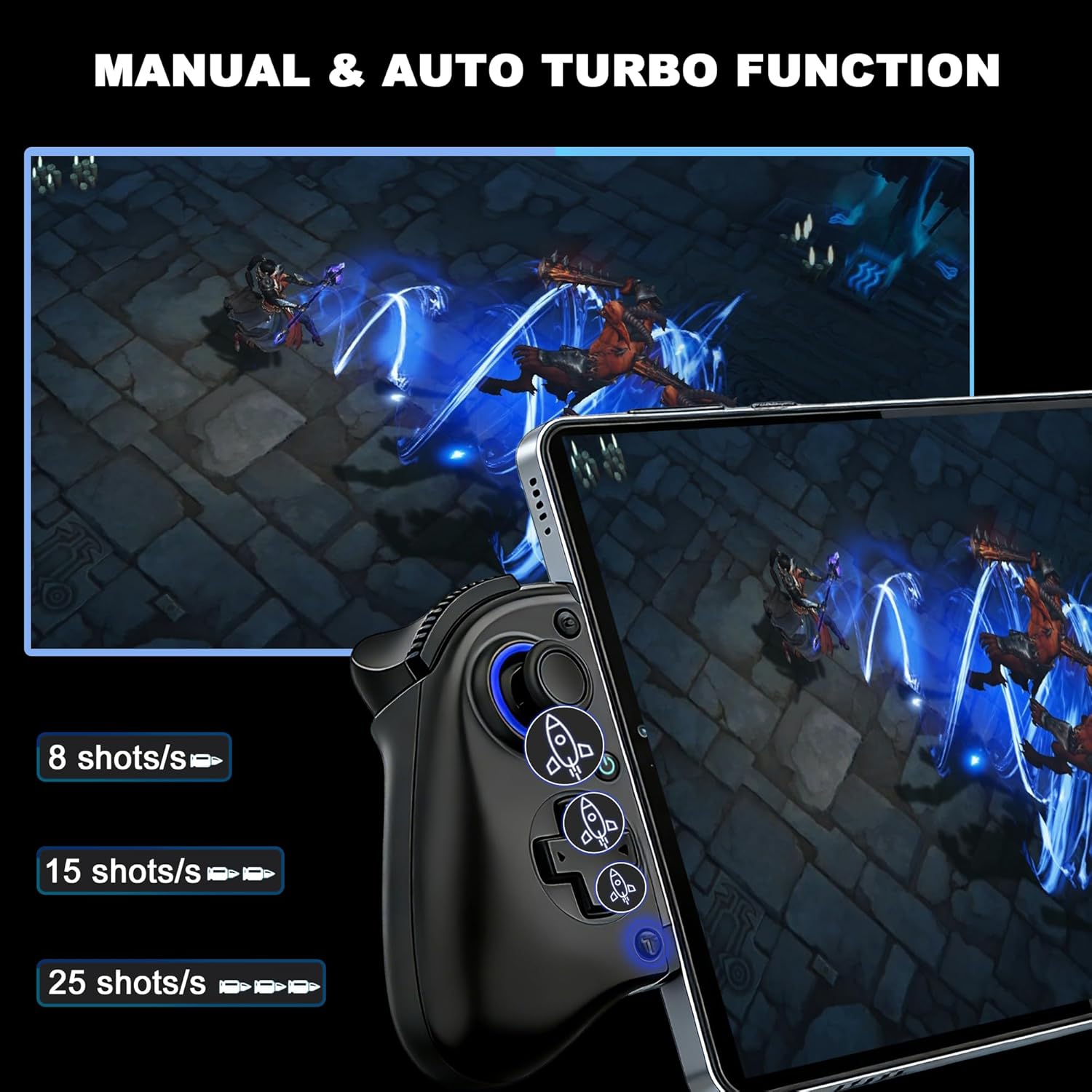 Megadream Mobile Gaming Controller for iPhone/Android/PC - iPad/Tablet (Up to 11in) - Cloud Game - NS-Switch|Swith 2 - Turn Your Phone into a Gaming Console - PS5/Xbox Remote Play Streaming, Call of Duty, Roblox, Turbo, Black