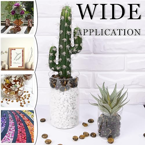 Miniatura 7 de Meschett 50 mini gemas de vidrio, piedras de Mancala color ámbar, cuentas de mármol de fondo plano para decoración del hogar, arte y manualidades,