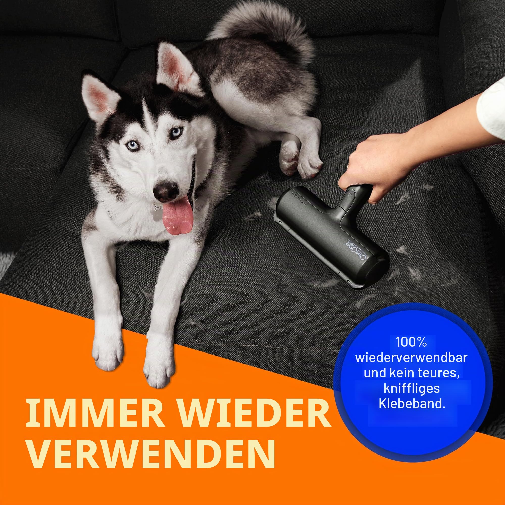 ChomChom Roller Tierhaarentferner – Wiederverwendbare Fusselrolle in Originalgröße für Katzen- und Hundehaare auf Möbeln, Couch, Teppich, Auto, Teppichen und Bettzeug – tragbar, umweltfreundlich