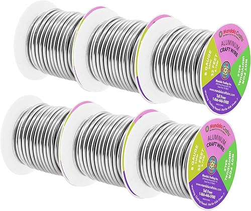 Vista 359 de Mandala Crafts Alambre de aluminio anodizado de calibre 8 para hacer joyas, alambre neutro flexible de color de 128 pies, flexible y flexible