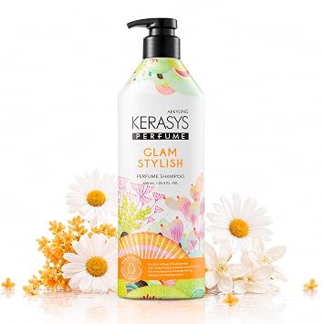 Kerasys Perfume Shampoo, Glam & Stylish | Silicone Free, Long-Lasting Floral Bouquet Scent, Cleanses Scalp & Moisturizes Dry, Damaged Hair, 20.3 Fl Oz