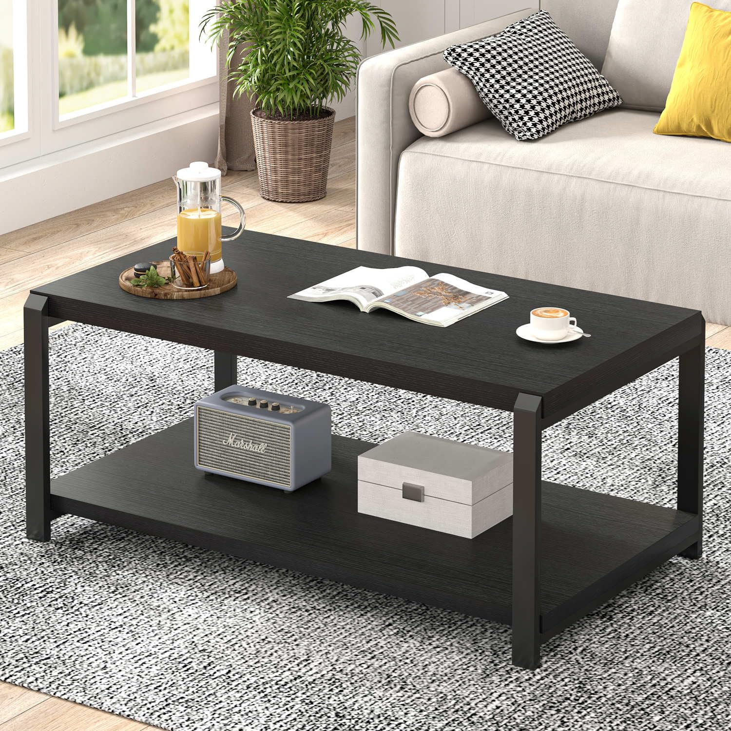THE CAFE TABLE Black Steel 4pin φ100 Mode Square Cafe Table w/ Black X-Base by KFI | Tables
