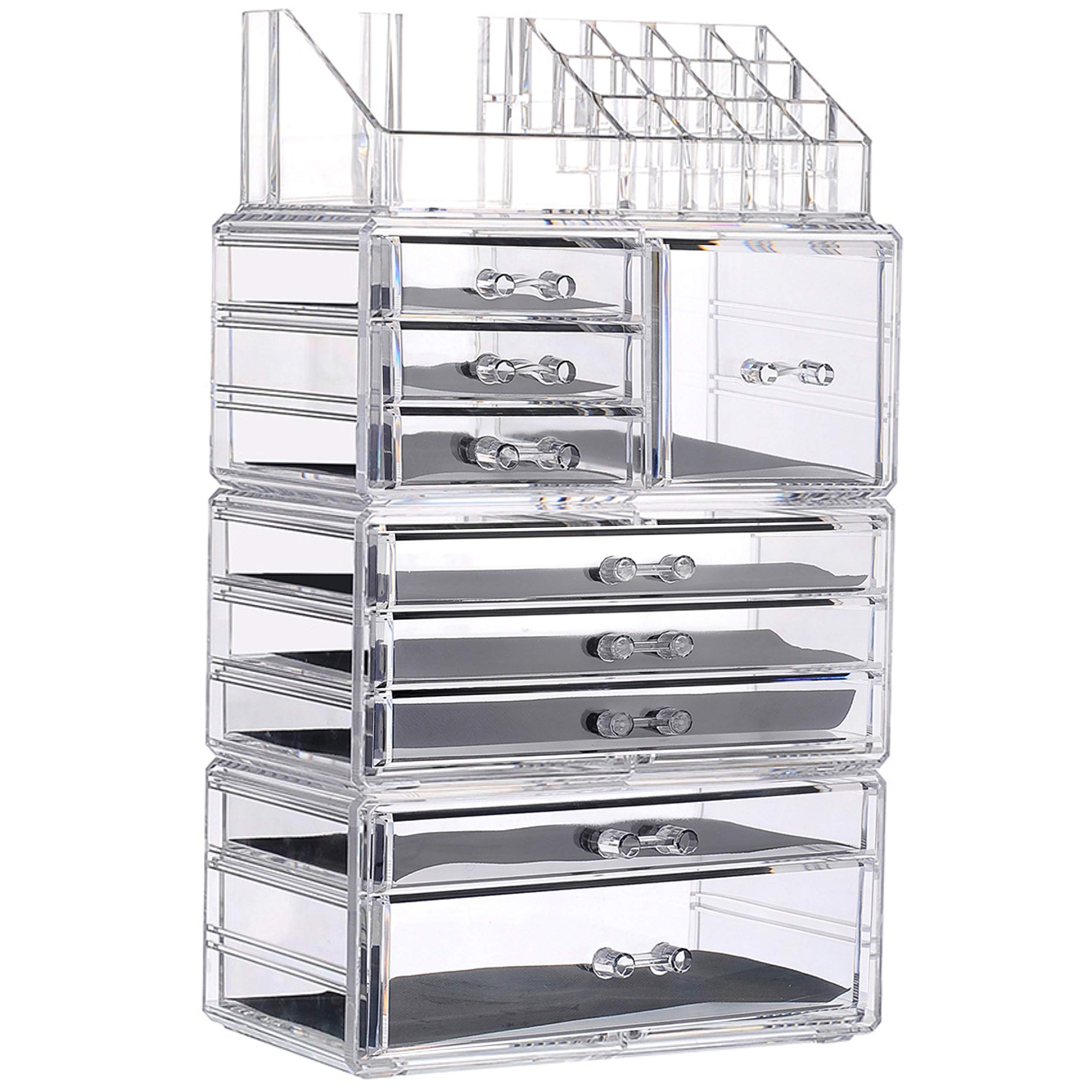 PengKe Organizador de maquillaje acrílico de gran capacidad, cajones de almacenamiento y caja de exhibición de joyas
