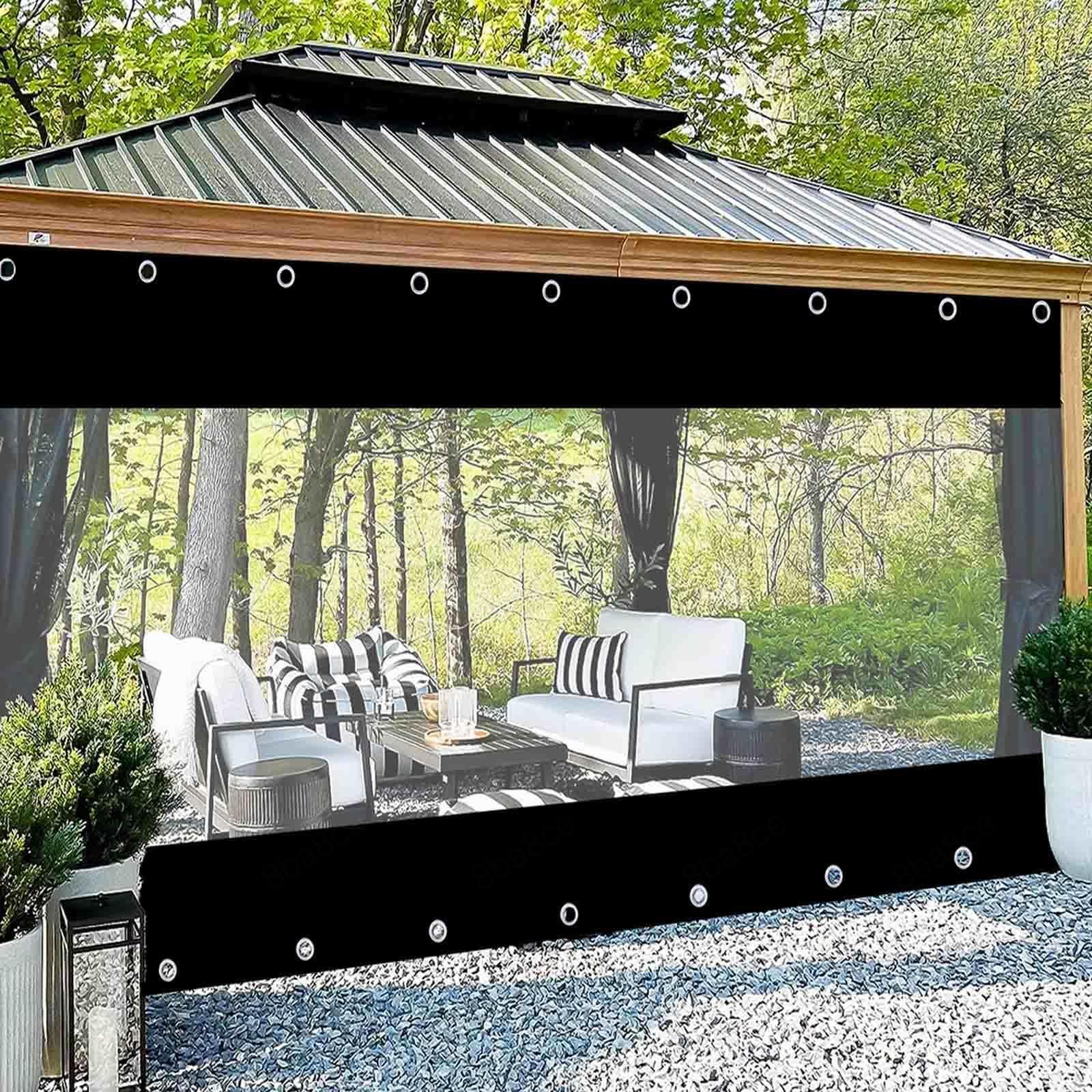 Rideaux Extérieurs Transparents Imperméables - 2,8 X 2 M - PVC Renforcé Avec Fermetures éclair | Pour Pergola, Terrasse, Jardin