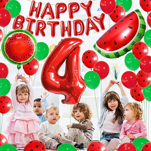 Miniatura 7 de 19 globos de suministros de fiesta de cumpleaños con temática de sandía, decoración de fiesta de cumpleaños temática de frutas de verano de 40