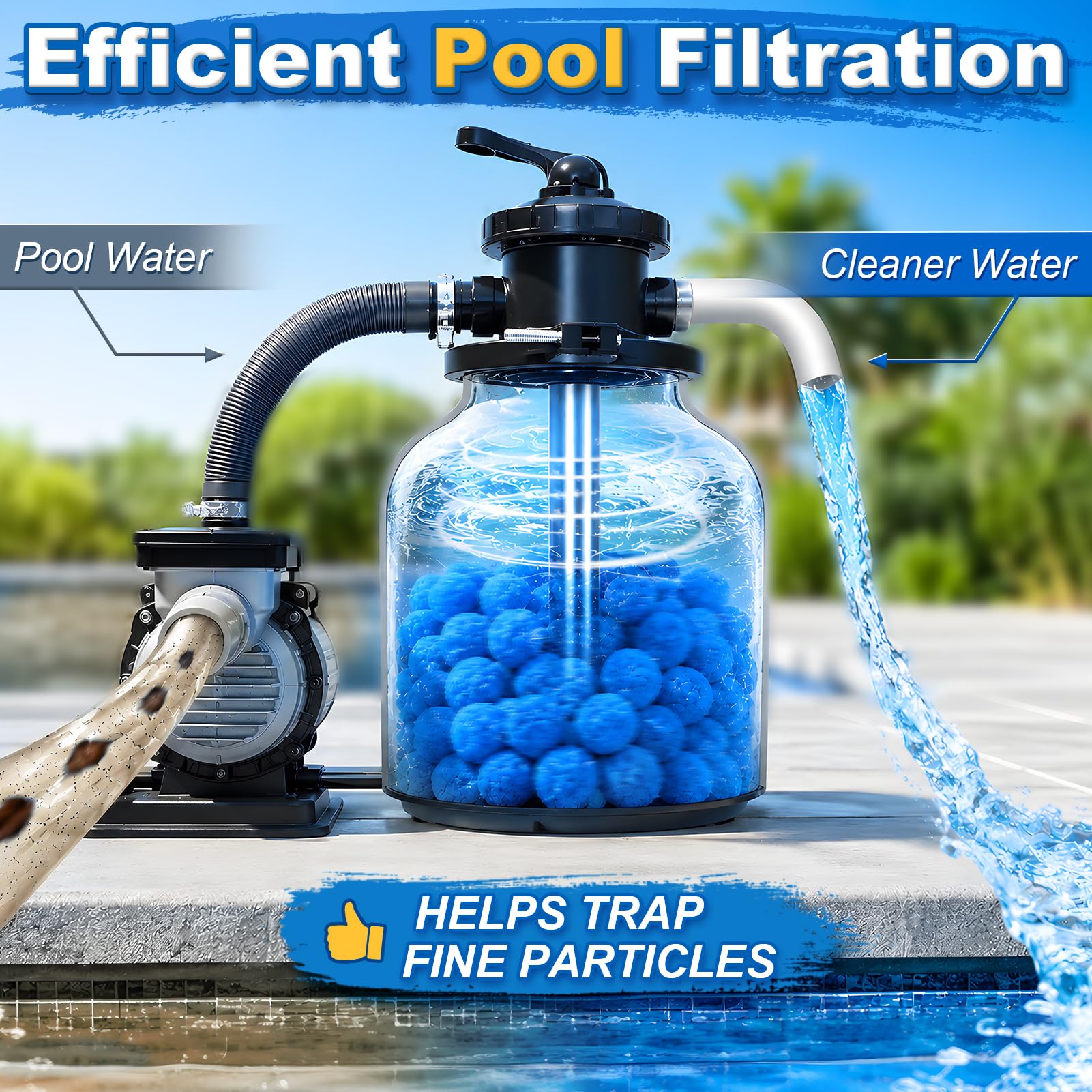 VICAMB Sfera filtrante per piscina da 3,2 lb per pompa filtro a sabbia sfere in fibra riutilizzabili per piscina, sabbia di ricambio per acquari, sistemi di filtri a sabbia per piscina