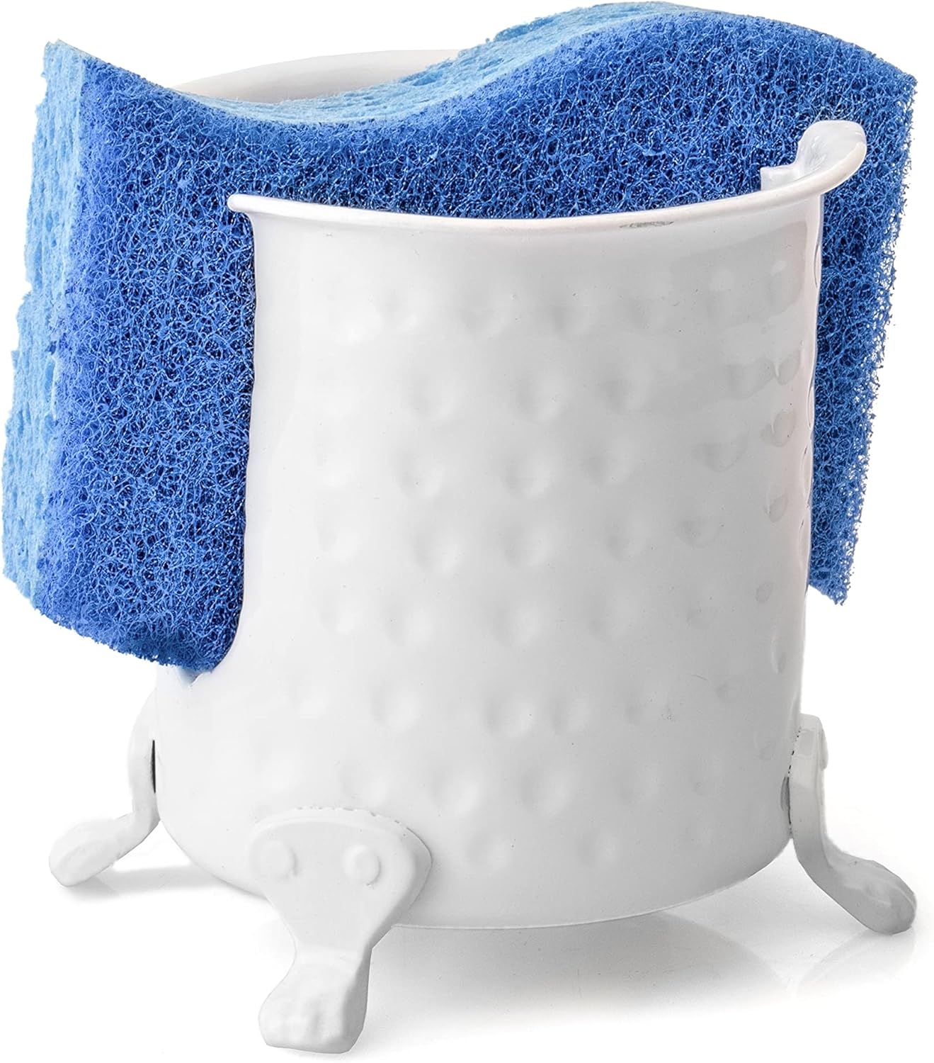 Monarch Abode Soporte de esponja de cocina martillado a mano blanco clásico, 4.5 x 4 x 3.5, 19099