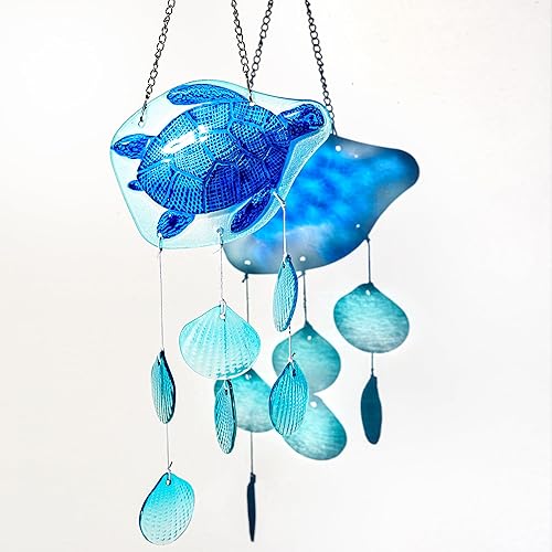 H&D HYALINE & DORA 20 Inch Glass Sea Turtle Wind
