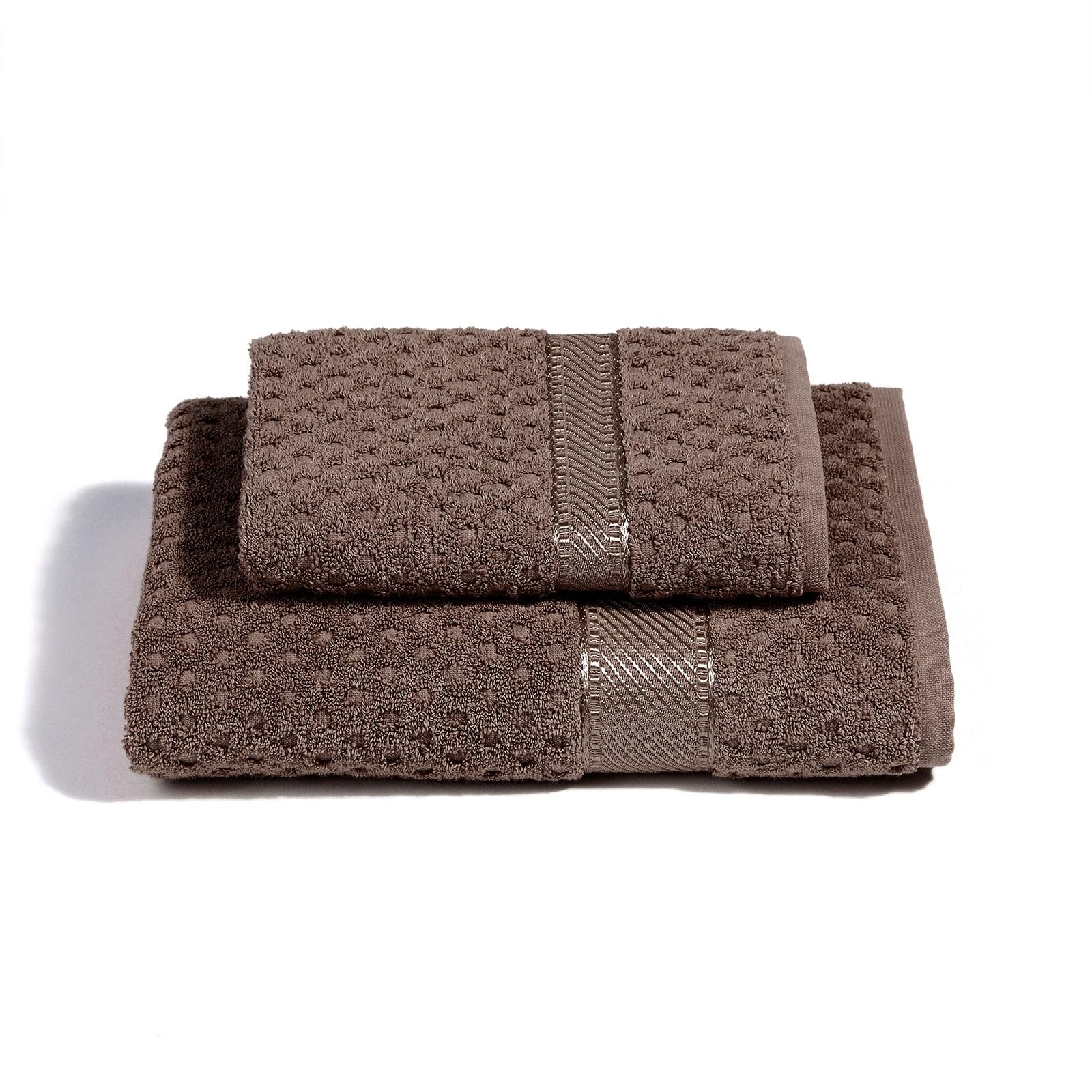 Caleffi - Set Asciugamani Bagno Viso e Bidet Morbida Spugna 100% Cotone Jacquard, 1 Asciugamano Viso 60x110 cm + 1 Asciugamano Bidet Ospite 40x60 cm Assorbenti Resistenti a Lavaggi Frequenti, Durevoli