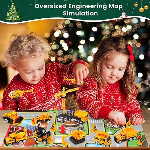 Miniatura 4 de Calendario de Adviento de Navidad 2023, calendario de cuenta regresiva de Navidad para niños, juego de 24 piezas de vehículos de ingeniería de