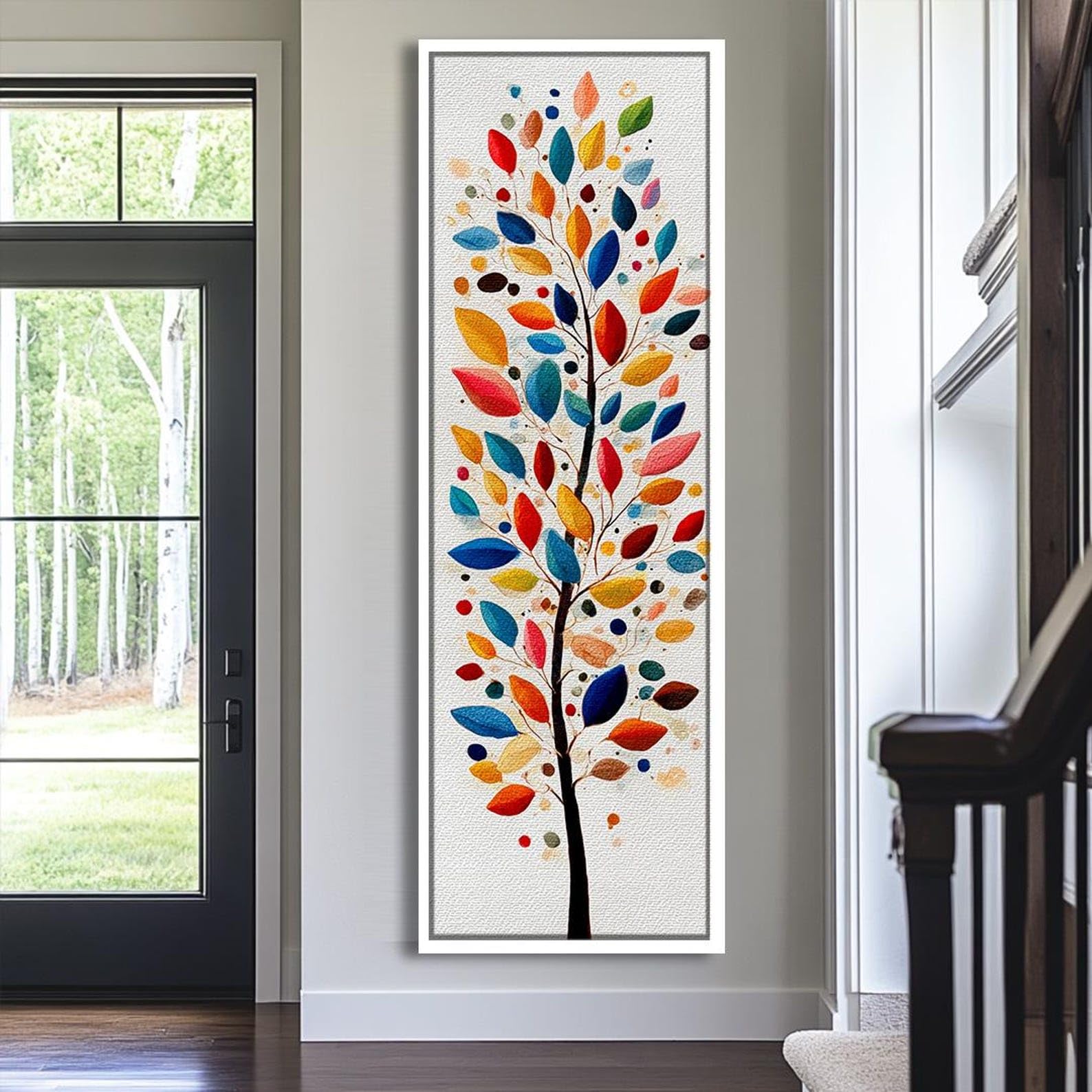 XBTYKPB Quadro su tela alto e stretto, stampa astratta verticale di un albero, ideale per ufficio, sala da pranzo, soggiorno o camera da letto (50x150 cm/senza cornice)