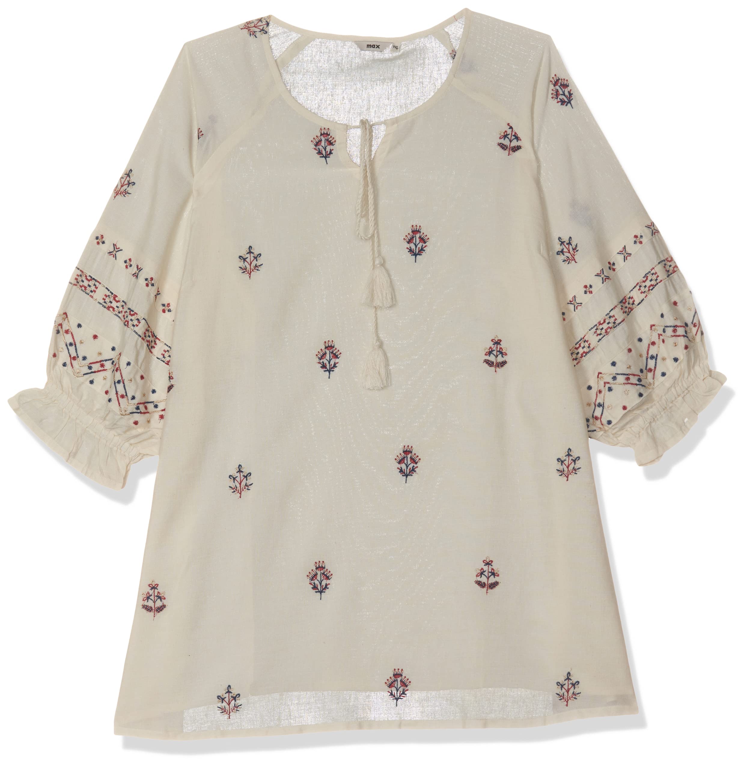 max Plus Size Women Printed Tie-Up Neck Tunic-picture-35