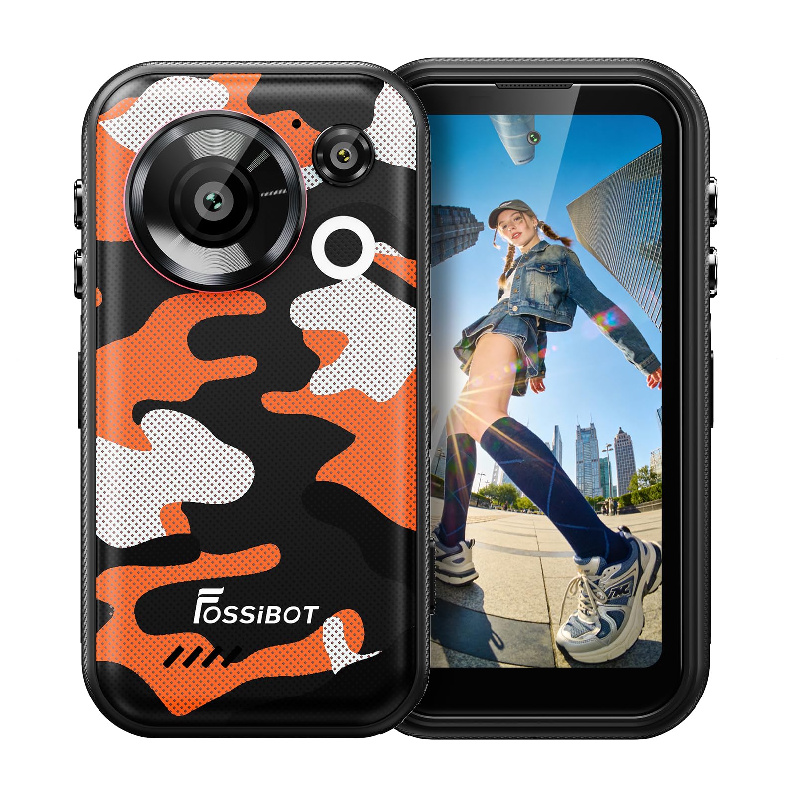 FOSSIBOT F116 Pro Unlocked 5G Mini Rugged Smartphone,36GB +256GB +2TB, 4" 120Hz Pocket Small Cell Phone, 4K Action Camera, IP69K Waterproof Shockproof, Android 16, 3700mAh, Dual SIM, NFC,Orange