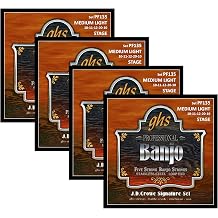 GHS Strings - J.D. Crowe Signature 5-String Banjo Strings Stainless Steel Loop End Bright Tone, Long Lasting Fits any Banjo - USA Made - Stage, Medium Light Gauge - PF135 SET - 4 PACK