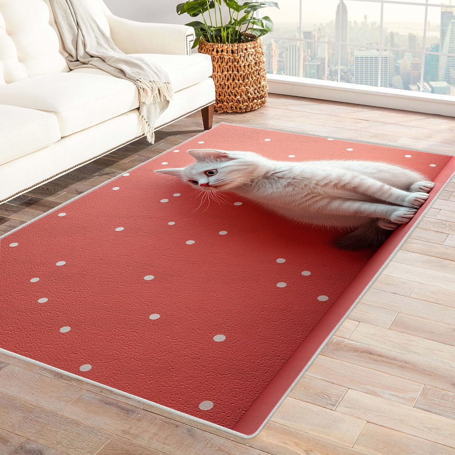 Tapis de salon 3D animal rose 60x90cm pour réchauffer le sol d'une chambre