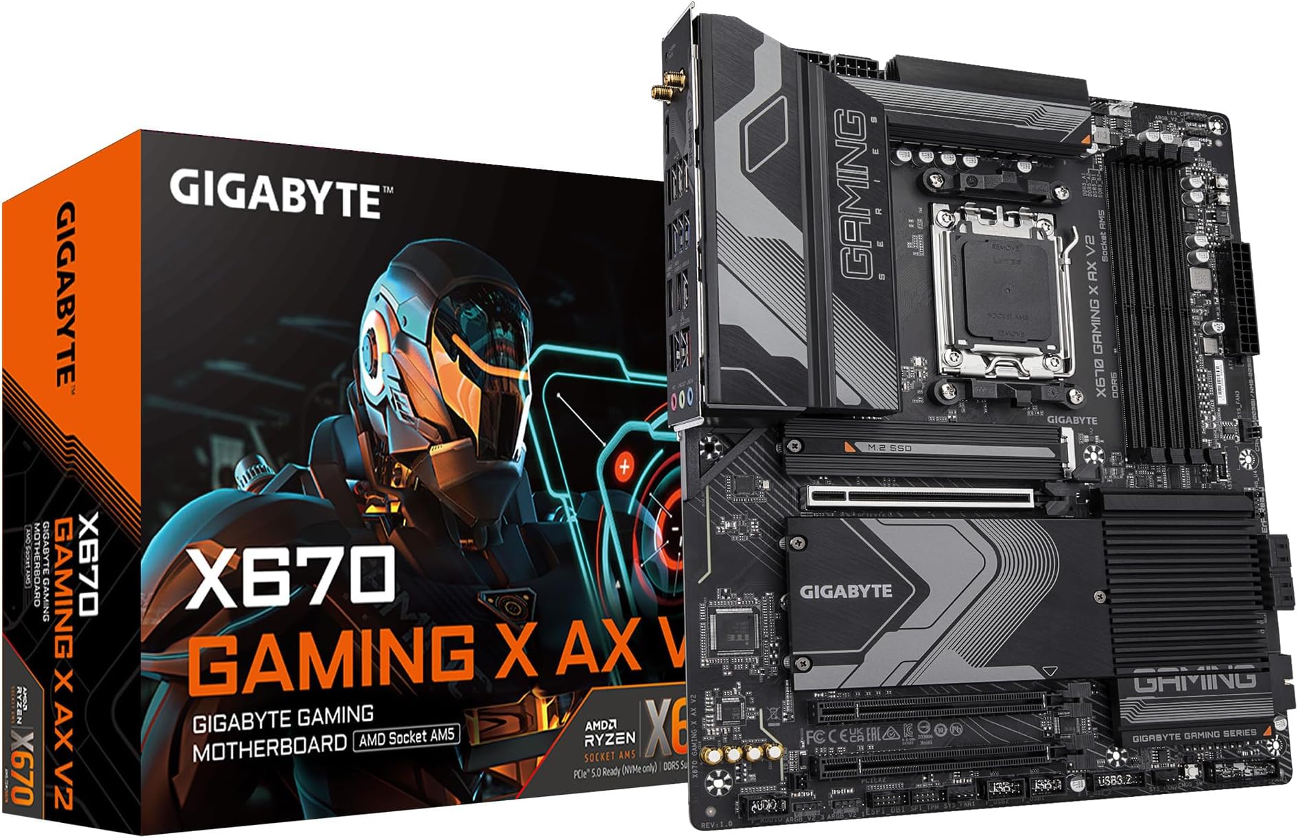 Gigabyte Ultra Durable X670 Gaming X AX V2 Gaming Desktop Motherboard - AMD X670 Chipset - Socket AM5 - ATX - 5-Year Warranty