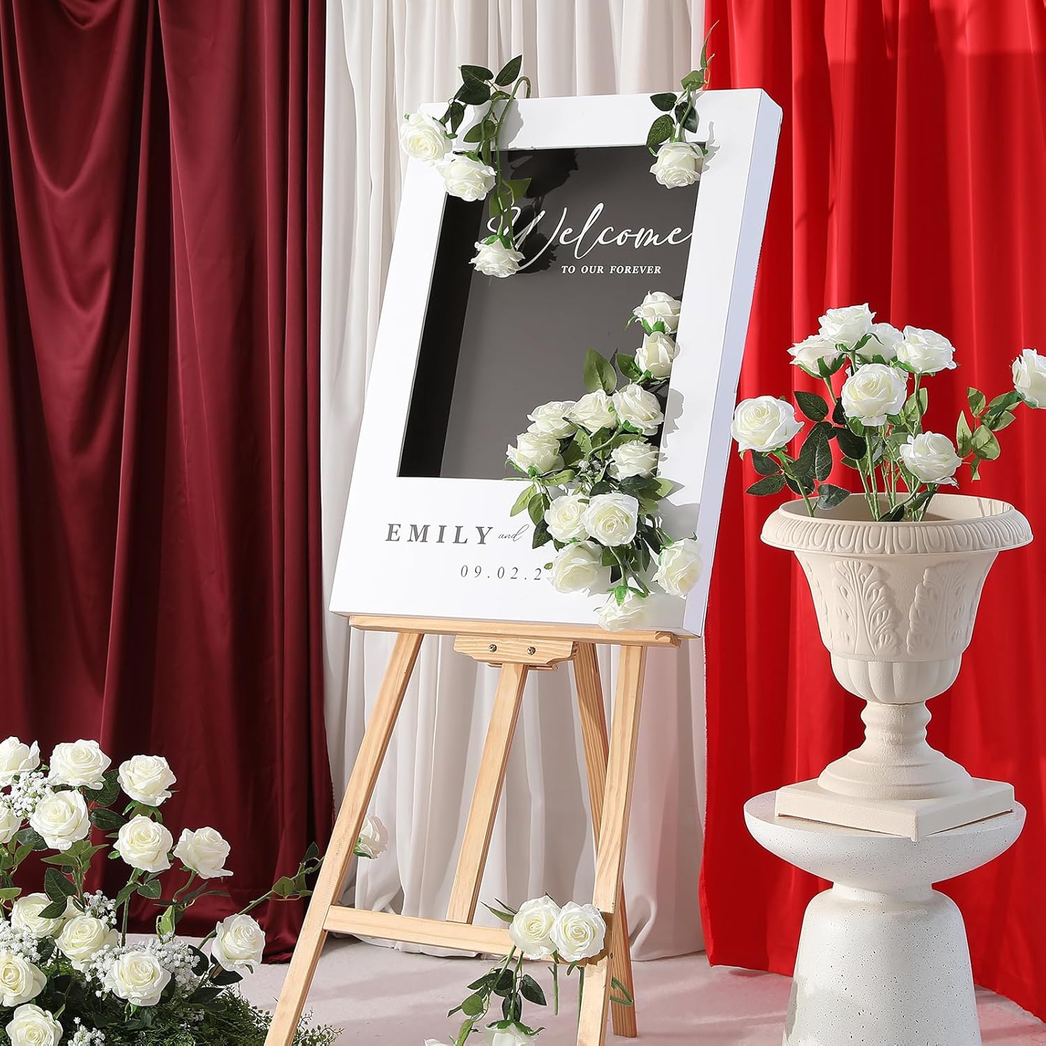 Luyue 40PCS White Roses Artificial Flowers - Long Stem Fake Roses Bouquet Silk White Flowers Artificial Rose for Wedding Centerpiece Home Decor & Valentines Floral Arrangement - Image 3